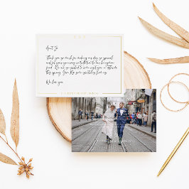 Tarjeta de agradecimiento de foto de boda minimali