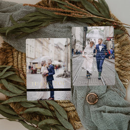 Tarjeta de agradecimiento de foto de boda minimali