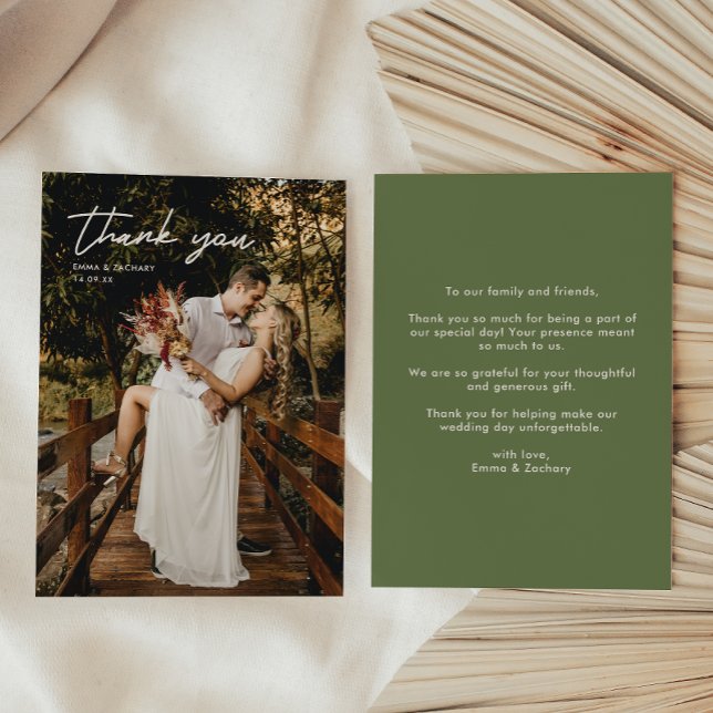 Tarjeta de agradecimiento de foto de boda minimali (Subido por el creador)