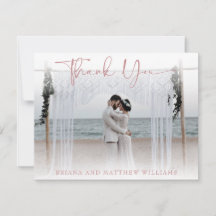 Tarjeta de agradecimiento de foto de boda moderna