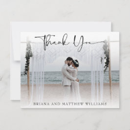 Tarjeta de agradecimiento de foto de boda moderna