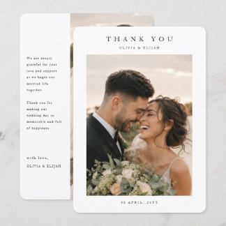 Tarjeta de agradecimiento de foto de boda moderna