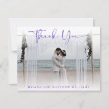 Tarjeta de agradecimiento de foto de boda moderna