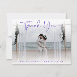 Tarjeta de agradecimiento de foto de boda moderna
