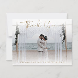 Tarjeta de agradecimiento de foto de boda moderna