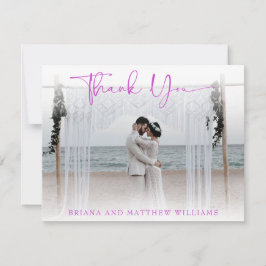 Tarjeta de agradecimiento de foto de boda moderna