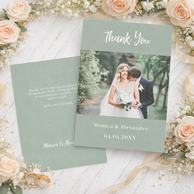Tarjeta de agradecimiento de foto de boda moderna  (Subido por el creador)