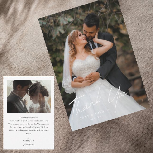 Tarjeta de agradecimiento de foto de boda moderna  (Subido por el creador)