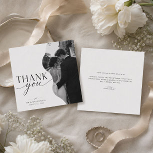 Tarjeta de agradecimiento de foto de boda moderna 