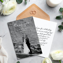 Tarjeta de agradecimiento de foto de boda moderna 