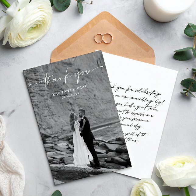 Tarjeta de agradecimiento de foto de boda moderna  (Subido por el creador)