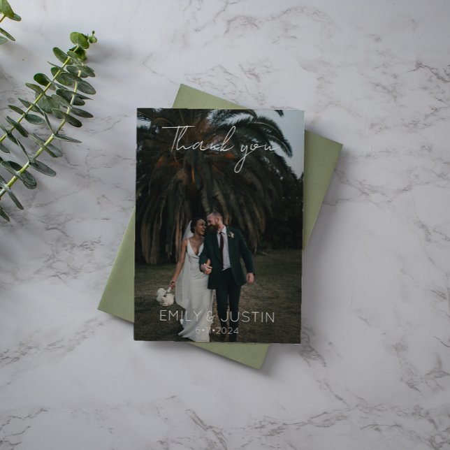 Tarjeta de agradecimiento de foto de boda moderna  (Subido por el creador)