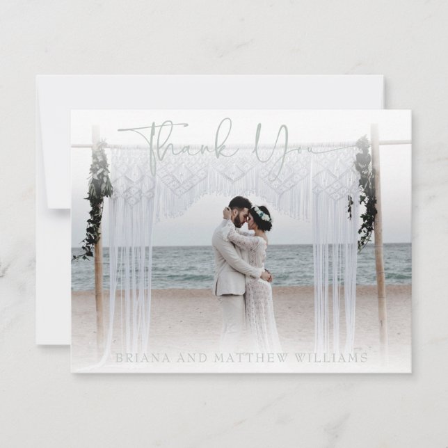 Tarjeta de agradecimiento de foto de boda moderna  (Anverso)