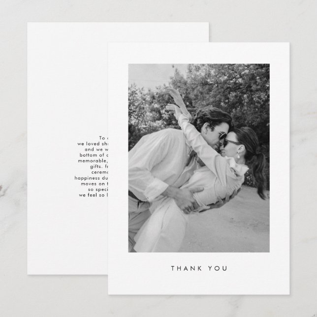 Tarjeta de agradecimiento de foto de boda moderna  (Anverso / Reverso)