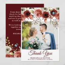 Tarjeta de agradecimiento de foto de boda Otoño Mi