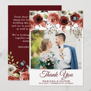 Tarjeta de agradecimiento de foto de boda Otoño Mi