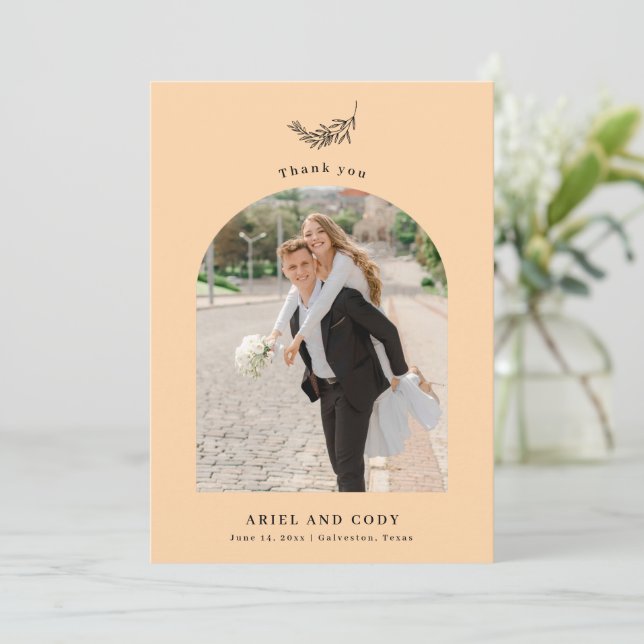 Tarjeta de agradecimiento de foto de boda Pale Ora (Anverso de pie)
