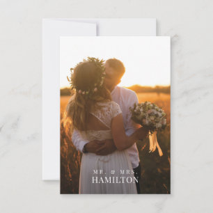 Tarjeta de agradecimiento de foto de boda para sie