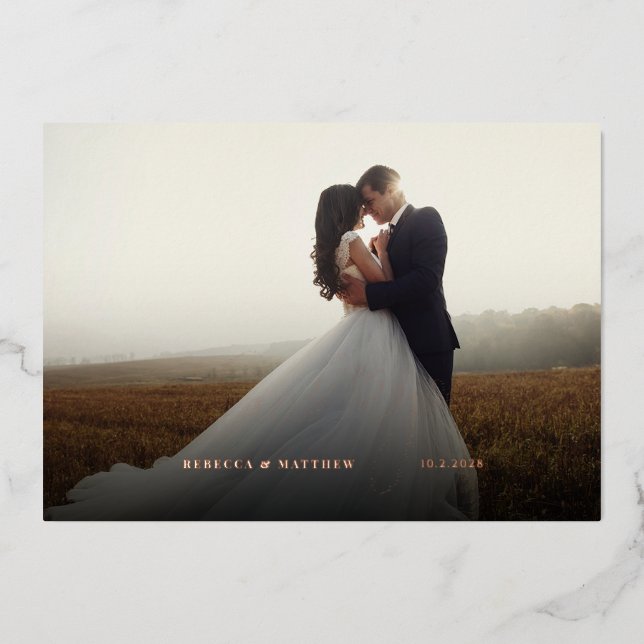 Tarjeta de agradecimiento de foto de boda personal (Anverso)