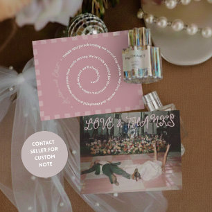 Tarjeta de agradecimiento de foto de boda retro ro