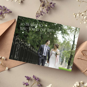 Tarjeta de agradecimiento de foto de boda tan bend