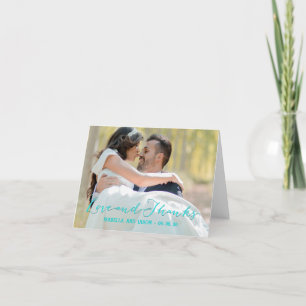TARJETA DE AGRADECIMIENTO DE FOTO DE BODAS CON CAL