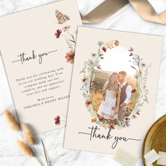 Tarjeta de agradecimiento de foto de Boho (Boho Photo Thank You Card
)