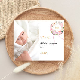 Tarjeta de agradecimiento de foto de corona floral