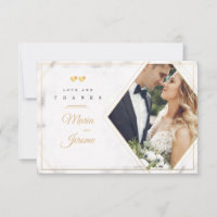 Tarjeta de agradecimiento de foto de dos corazones