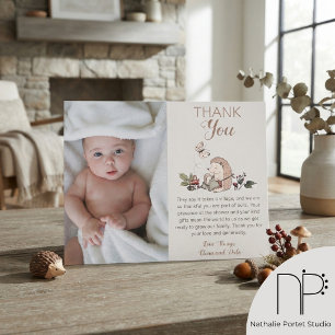 Tarjeta de agradecimiento de foto de erizo mamá y