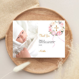 Tarjeta de agradecimiento de foto de florales rosa