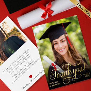 Tarjeta de agradecimiento de foto de graduación co