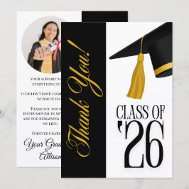 Tarjeta de agradecimiento de foto de graduación de