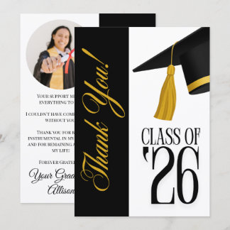 Tarjeta de agradecimiento de foto de graduación de