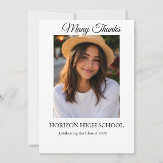 Tarjeta de agradecimiento de foto de graduación mo