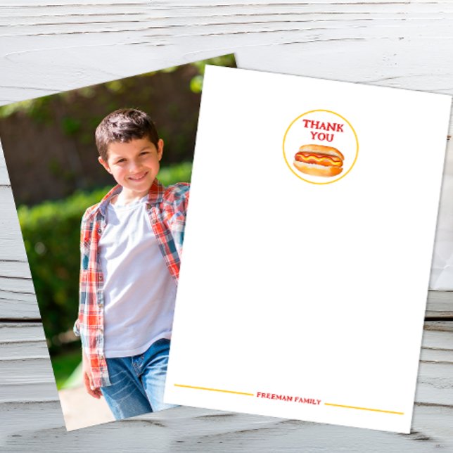 Tarjeta de agradecimiento de foto de Hot Dog – Par (Thank You Card)