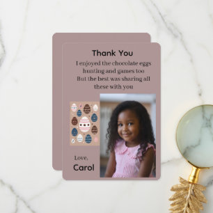 Tarjeta de agradecimiento de foto de niña cazando 