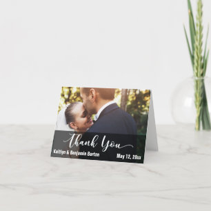 Tarjeta de agradecimiento de foto de novia y novio