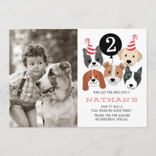 Tarjeta de agradecimiento de foto de perros y glob