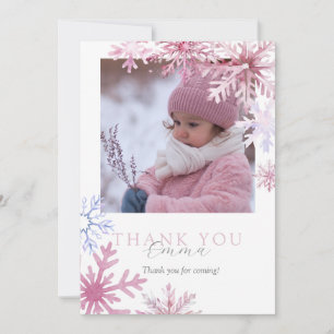 Tarjeta de agradecimiento de foto de Pink Winter W