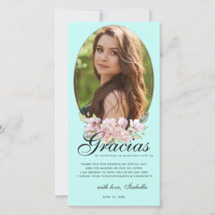 Tarjeta de agradecimiento de foto de Quinceañera f