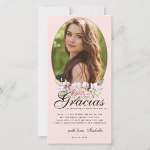 Tarjeta de agradecimiento de foto de Quinceañera f