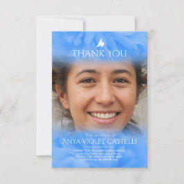 Tarjeta de agradecimiento de foto de rosa suave az