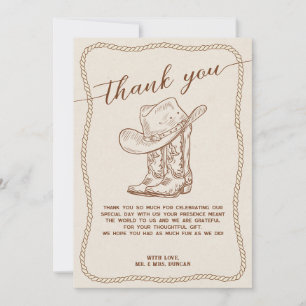 Tarjeta de agradecimiento de foto de sombrero y bo