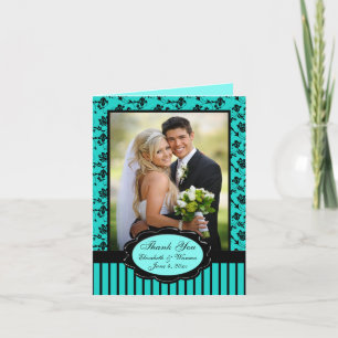 Tarjeta de agradecimiento de foto floral Aqua y ne