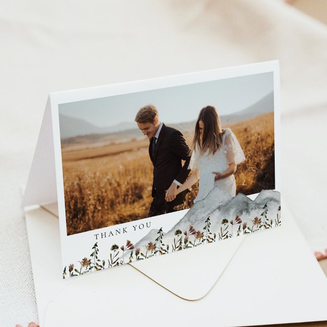 Tarjeta de agradecimiento de foto floral Boho Moun (Subido por el creador)