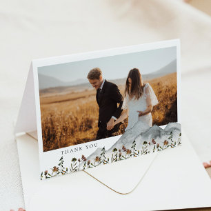 Tarjeta de agradecimiento de foto floral de montañ