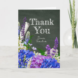 Tarjeta de agradecimiento de foto floral de pizarr