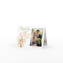 Tarjeta de agradecimiento de foto floral naranja v