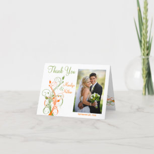 Tarjeta de agradecimiento de foto floral naranja v